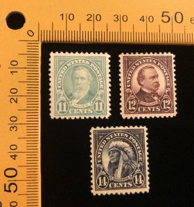 563, 564, 565 Mint Hinged, F/VF, Flat Plate Printing