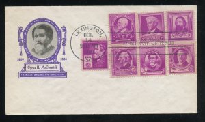 US 891 M=1A Cyrus McCormick Famous American Ioor cachet FDC UA Combo