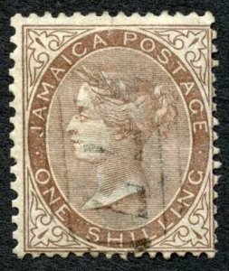 Jamaica SG6b 1/- dull brown wmk Pineapple cat 27 pounds