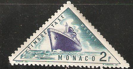 Monaco Ship Timbre Taxe Mint 2F