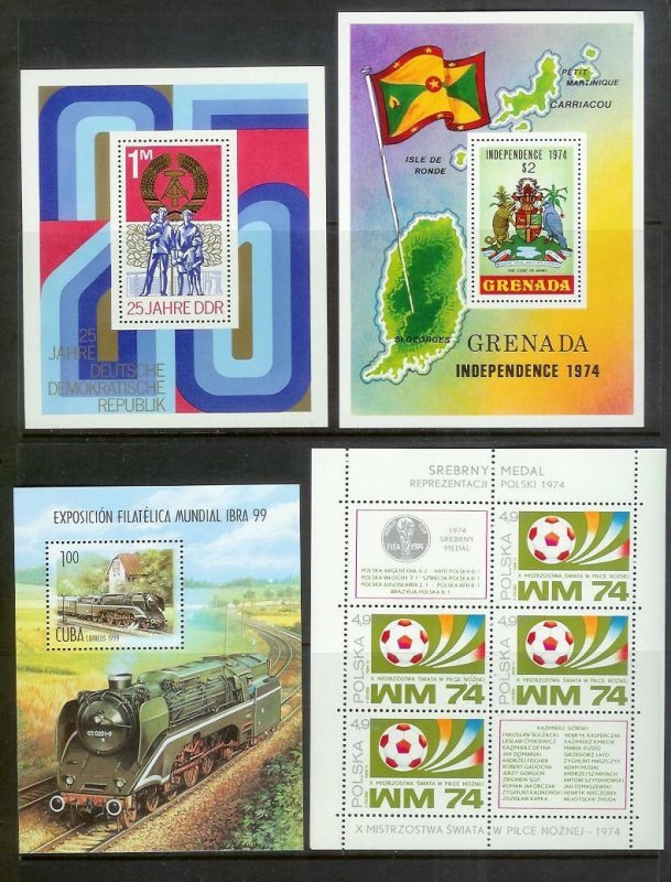 WORLDWIDE (190) Souvenir Sheets & Mini-Sheets ALL Mint Never Hinged