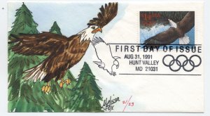 1991 $14 eagle express mail #2542 first day cover Melissa Fox handpainted [y7920