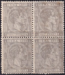 Cuba 1879 Sc 86 block MLH* streaky gum