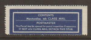 United States 4th Class Mailing Label Blue & White