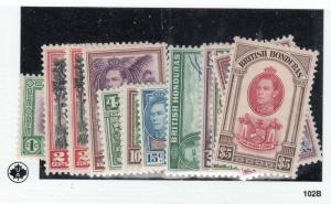 BRITISH HONDURAS #115-126 VF-MH 1938 KING GEORGE VI ISSUES CAT VALUE $78