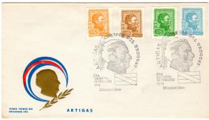 Uruguay 1974 Sc#837/839+841 General Artigas (4) FDC