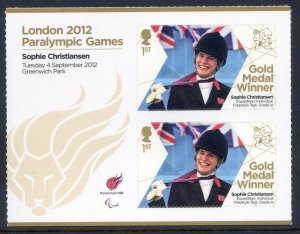 GB London 2012 Paralympics Sophie Christiansen Gold 1st Class MNH SG3392a 