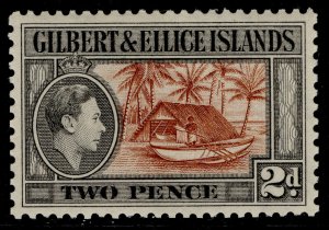 GILBERT AND ELLICE ISLANDS GVI SG46, 2d red-brown & grey-black, NH MINT.