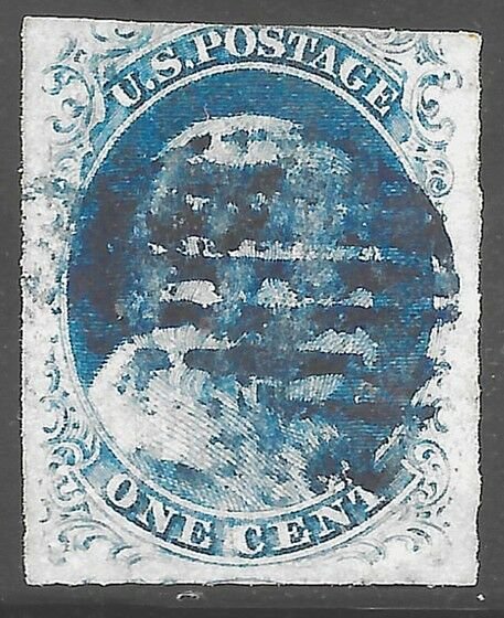 #9 VF USED-Bar Canceled-1¢ Benjamin Franklin Type IV-L@@K! (REM #15-4)