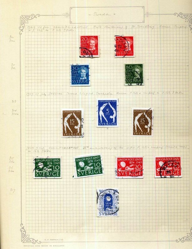 SWEDEN 1949/61 Used Collection on Pages (Apx 150+ Items) (Gar 649