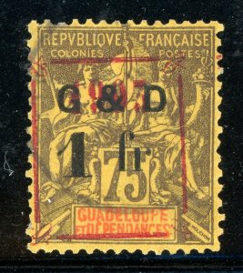 Guadeloupe 1904 French Colony 1 Fr/75¢ Brown SG #60 Mint D946