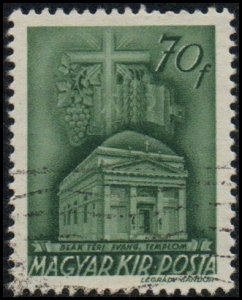 Hungary 594 - Used - 70f Deak Square Evangel Church, Budapest (1943)