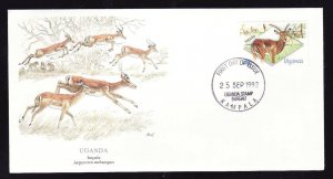 Flora & Fauna of the World #132a-stamp on FDC-Animals-Impala-Uganda-single stamp