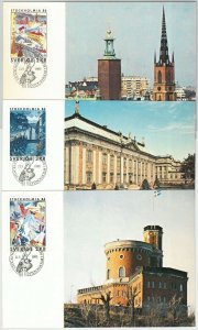 57454 - SWEDEN - POSTAL HISTORY: set of 3 MAXIMUM CARD 1985 - ARCHITECTURE-