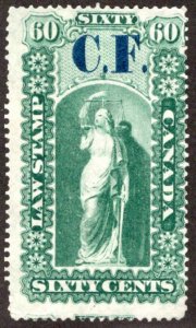 van Dam OL7, 60c MNG, C.F. o/p, Ontario Law Revenue Stamp, Canada