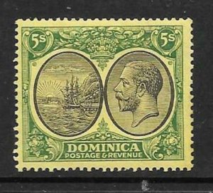 DOMINICA SG88 1927 5/- BLACK & GREEN/YELLOW MTD MINT