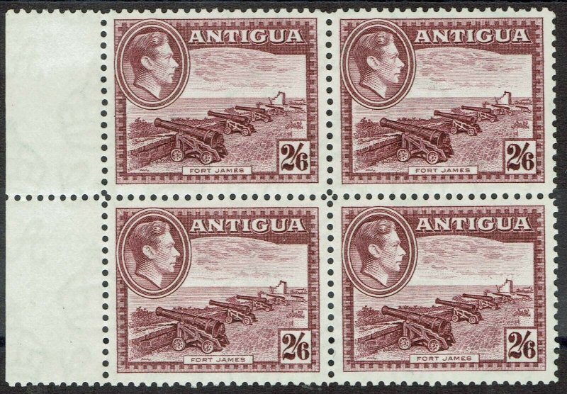 ANTIGUA 1938 KGVI FORT JAMES 2/6 MNH ** BLOCK