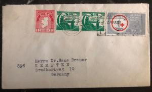 1969 Westport England Cover To Kempten Germany Red Cross Stamp