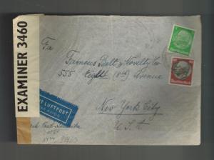 1941 Germany to USA Dual Censored Sara Cover Judaica Lucie Hirsch