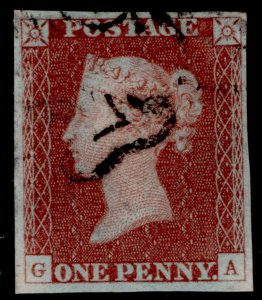 GB QV SG8, 1d red-brown BLACK MX PLATE 35, FINE USED. Cat £65. GA