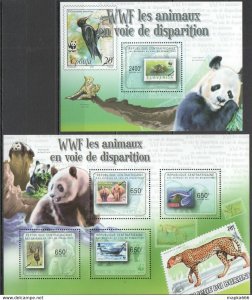 2011 Central Africa Fauna Animals Birds Wwf Stamps On Stamps Bl+Kb ** Ca1046