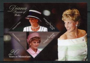 Antigua & Barbuda 2017 MNH Princess Diana 20th Memorial 2v S/S Royalty Stamps