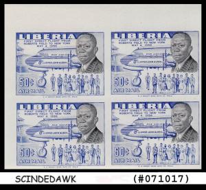 LIBERIA - 1956 1st DIRECT FLIGHT TO NEW YORK - BLK OF 4 MNH IMPERF!!!