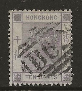 Hong Kong 42   1882  10 cents  fine used