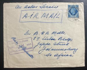 1944 British Field Post Office 167 OAS Censored  Cover To South Africa