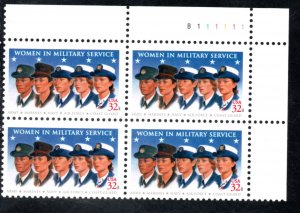 US Scott #3174 PB of 4 Women in Military Service #B111111 UR NH