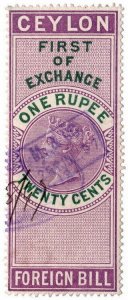 (I.B) Ceylon Revenue : Foreign Bill 1R 20c (First)