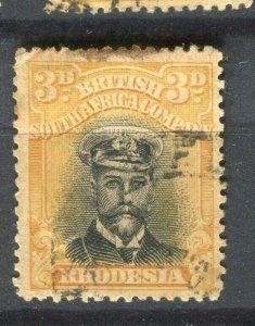 RHODESIA; 1913-22 early GV Admiral issue used Shade of 3d. value