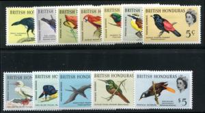 BRITISH HONDURAS 167-178 MINT HINGED, Birds