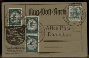 German 1912 Zeppelin Schwaben MiIIIx3 Sieger 12a Airmail Card 30pf Goose x 91385