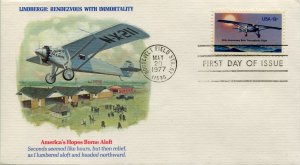 1710  13c Lindbergh's Flight 50th Anniv,   First Day Cover