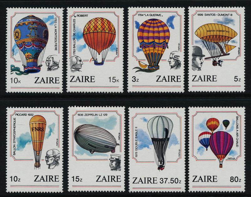 Zaire 1160-7 MNH Hot Air Balloons, Airships, Balloons