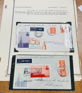 1936 Belgium  2 Rocket Flight Mail Covers  Roberti Signed Rocket BARBARA