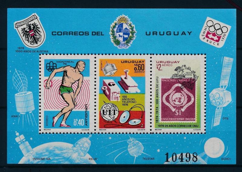 [55115] Uruguay 1976 Olympic games Stamp on stamp Telephone MNH Sheet