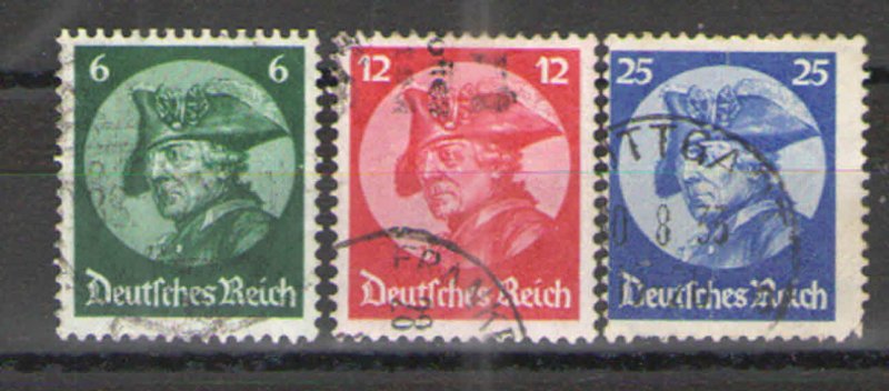 Germany - Third Reich 1933 Sc# 398-400 Used VG - Frederick the Great
