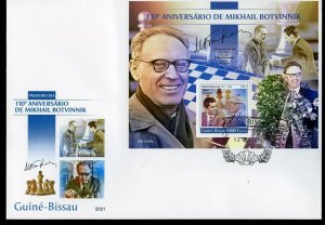 GUINEA BISSAU  2021 110th BIRTH ANNIVERSARY OFMIKHAIL BOTVINNIK S/SHEET FDC