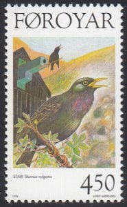 Faroe Islands 1998 MNH Sc #330 4.50k Sturnus vulgaris Birds