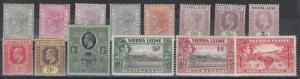 Sierra Leone Scott 22,23a,24,26,31,39,69,84,91,95,134,173-5 Mint hinged -CV $182