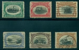 US #294-9 Complete Pan-Am Expo set, used, fresh and VF, Scott $128.50
