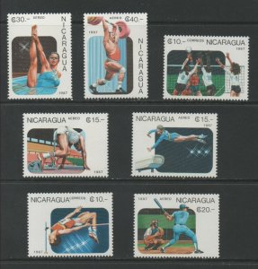 Thematic Stamps Sports - NICARAGUA 1987 PAN-AM GAMES 2895/01 7v mint