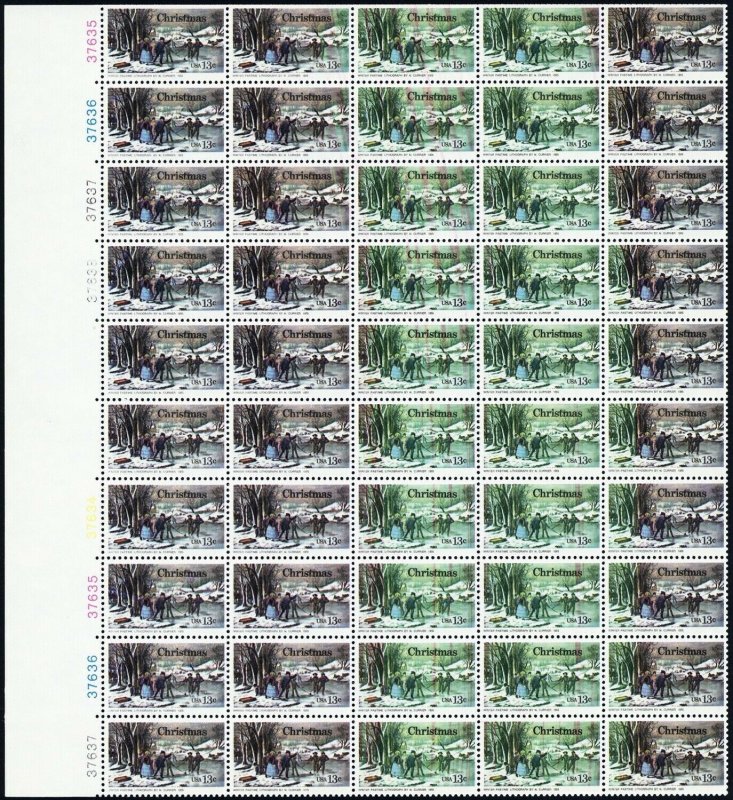 1703, MNH 13¢ Part Red Color Missing Freaky Error Sheet of 50 - Stuart Katz