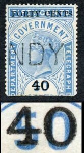 Ceylon Telegraphs SGT45a 40c on 50c Blue Double Surcharge