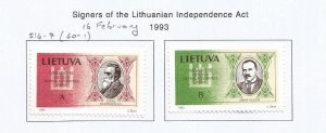 LITHUANIA - 1993 - Signers of Independence Act -  Perf 2v Set - M L H