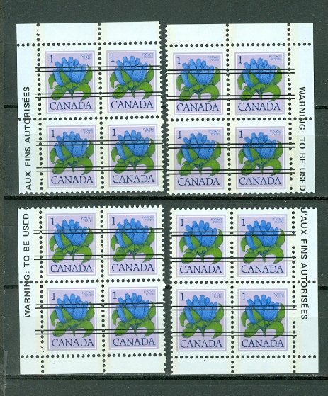 CANADA  FLOWERS PRECANCELS  #705xx..INSCRIPTION CORNERS SET..MNH...$4.00