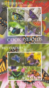 Cook Is. MNH Sc 1668a-69a IMPERF Mi Bk 133-34 Value 200 Euro Butterflies