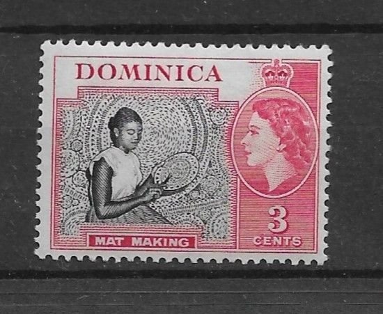 1957 Dominica 157 3c Mat Making MNH